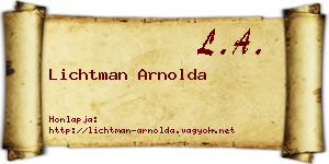 Lichtman Arnolda névjegykártya